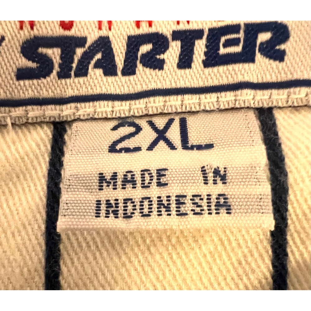 90s Starter Los Angeles Dodgers Baseball Jersey Men's 2XL Pinstripe Blue White - Picture 8 of 13